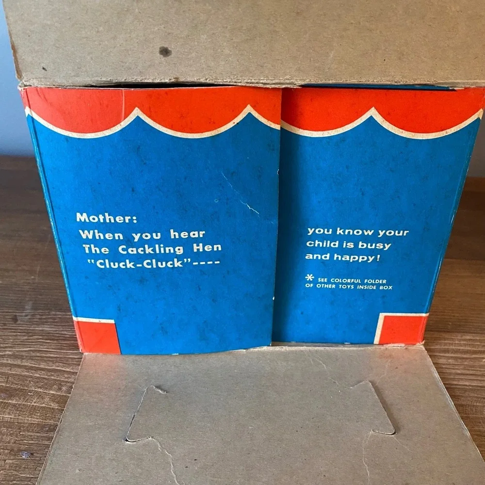 Vintage Fisher Price The Cackling Hen 120 Wooden Pull Toy with Original Box